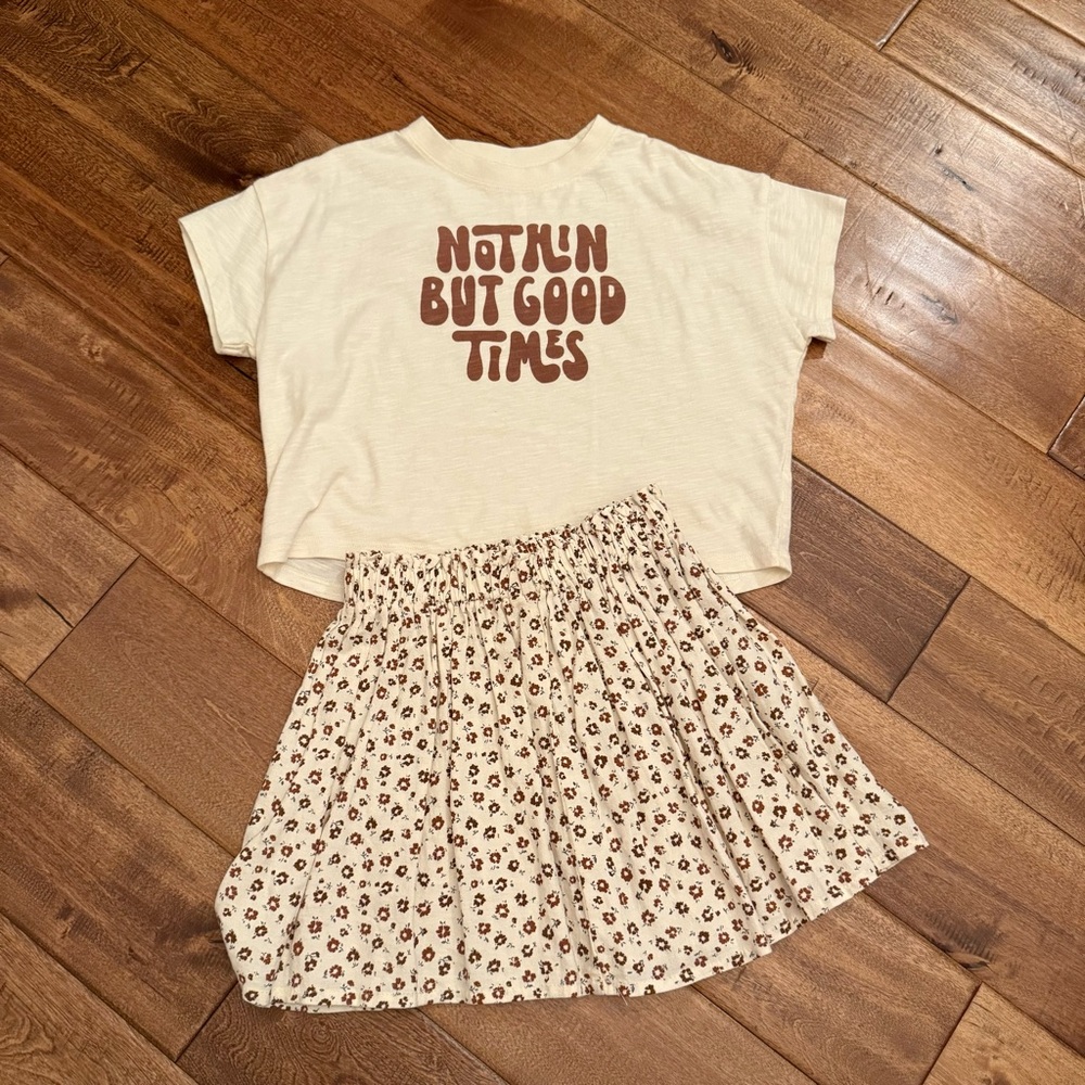 Rylee + Cru Cream and Brown Kids Matching Set